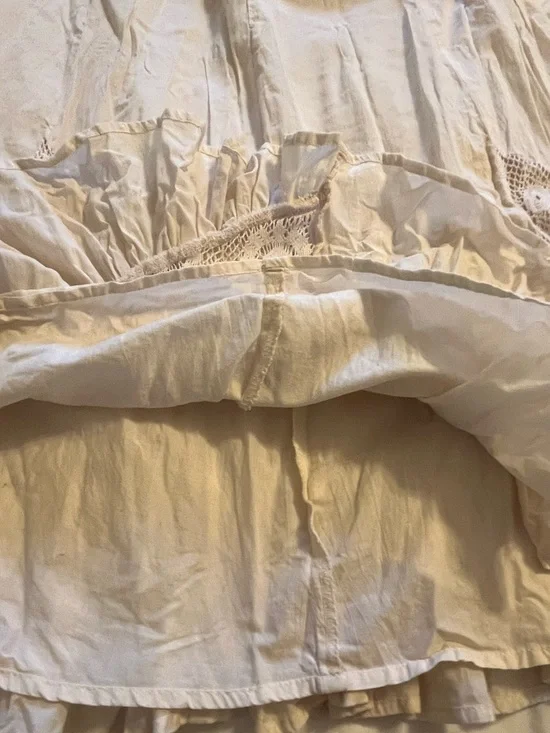 Coastal Cowgirl Western Rodeo Festival Boho Lace Midi Skirt Cream Tiered 6 - Picture 5 of 8